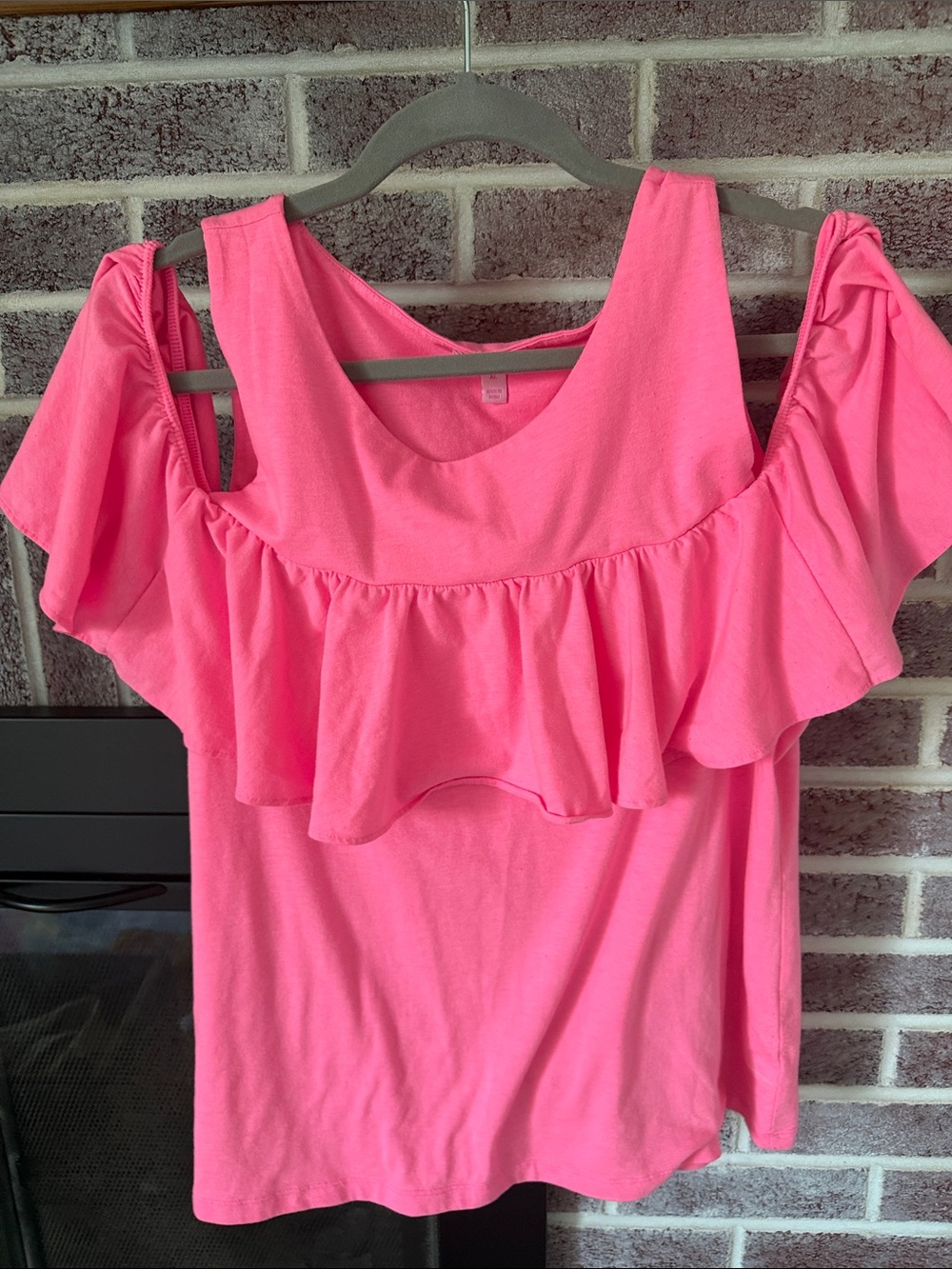 Lilly Pulitzer Neon Pink Ruffle Cold-Shoulder Tank